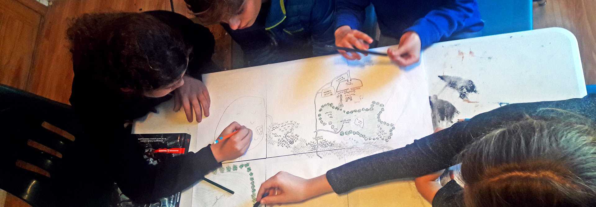 young people drawing