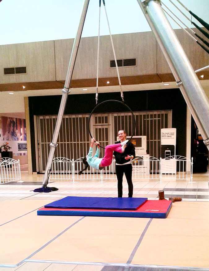 A girl practicing gymnastics