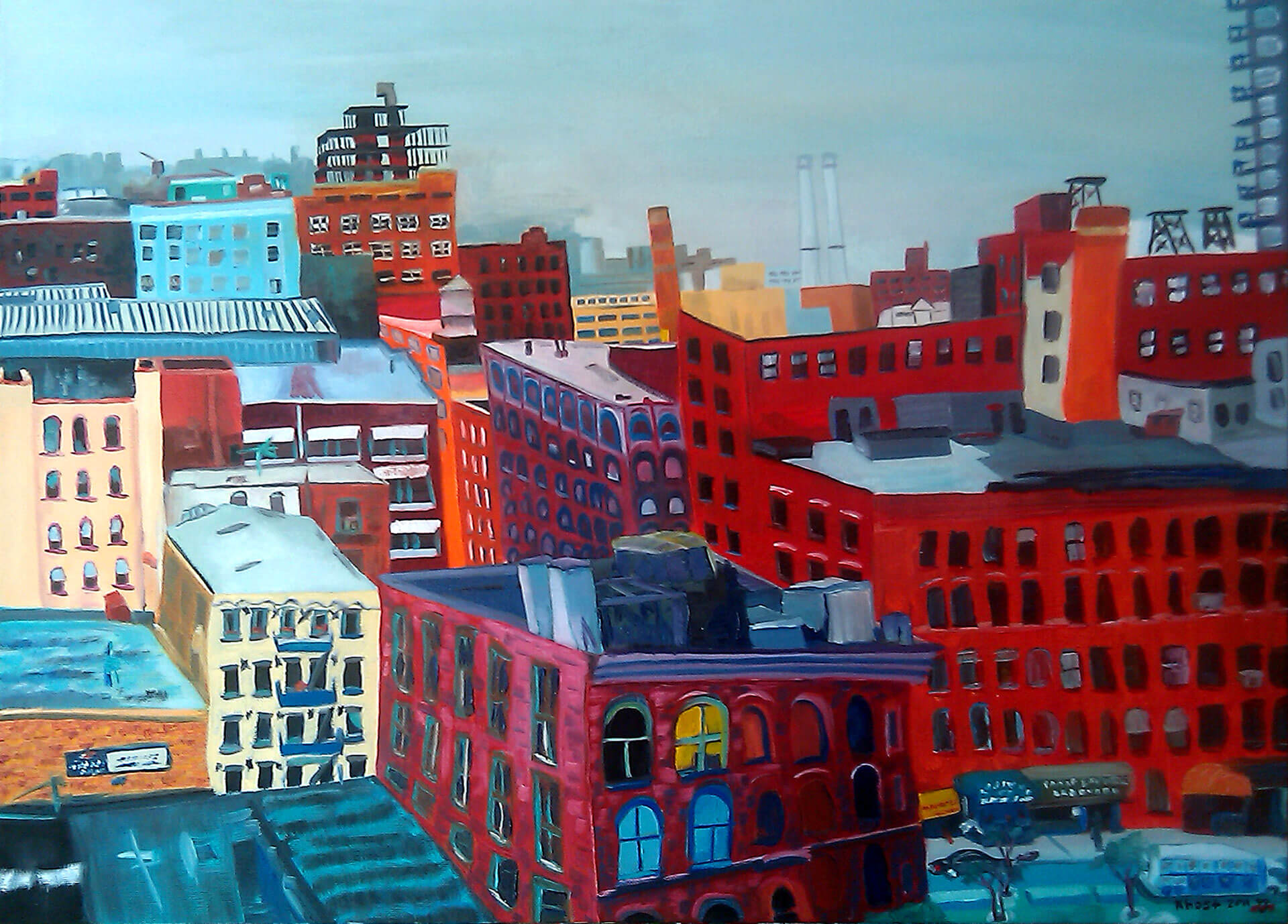 a cityscape oil painting